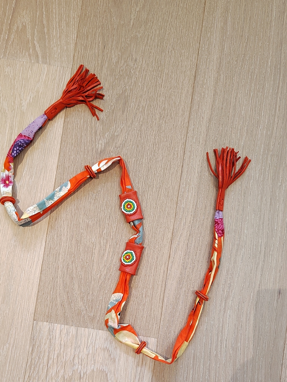 Source Unknown Orange Multicolor Kids Decorative Belt with Tassels